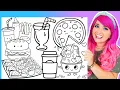 Coloring Food Drink Coloring Pages Sushi Burger Fries Pizza Coffee Smoothie Fro-yo