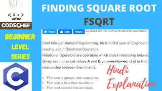 FSQRT FINDING SQUARE ROOT codechef beginner level soved in C codechef solution