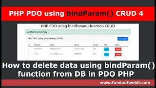PHP PDO using bindParam CRUD 4 How to delete data using bindParam function from DB in PDO PHP