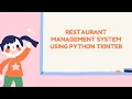 Restaurant management system Python Project source code