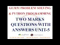 UNIT 5 TWO MARK QUESTIONS WITH ANSWERS GE3151 PROBLEM SOLVING AND PYTHON PROGRAMMING NOTES