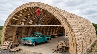 This man is building a luxurious garage from old pallets he collected from the trash!