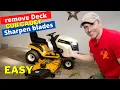 How to remove cub cadet mower deck and sharpen blades LTX1046 LTX1050 LTX1046KW LTX1050KW