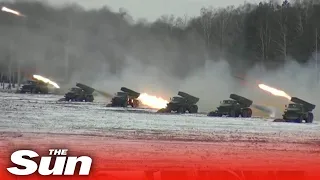 Download Russian and Belarusian military carryout missile drills at Ukraine border MP3
