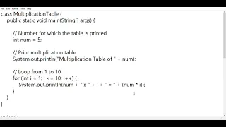 Multiplication Table Program in Java Java for Beginners Easy Explanation with Example