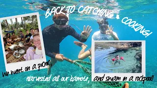 we harvested our kamote and freshly caught sea urchins for our picnic