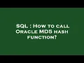 SQL How to call Oracle MD5 hash function