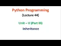 Python Programming Unit 5 Inheritance Part 3