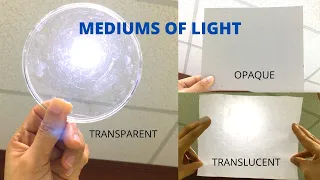 MEDIUMS OF LIGHT Differences Between Transparent Translucent Opaque Light Experiment For Kids 