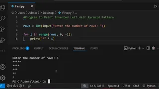 Printing Pyramid Patterns in Python Python Program to Create Pyramid Pattern Python Programming
