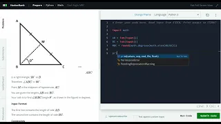 Hackerrank Python Solution Math - Python Find Angle MBC
