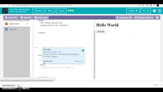 Creating Alert using Functions in Javascript using Weblap