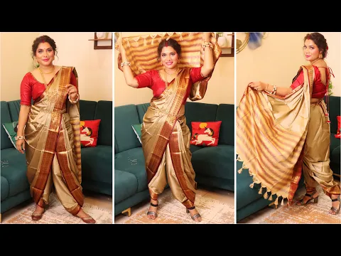 Download MP3 How To Wear Nauvari Saree | Dhoti Style Saree draping| Maharashtrian Saree Draping| Silk Saree