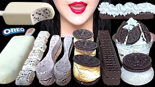 ASMR OREO ICE CREAM, OREO CAKE, EDIBLE SPOON CHOCOLATE, RICE CAKE MUKBANG 오레오 디저트 먹방 EATING SOUNDS