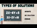 Types of Solutions - Infinite No solution Unique Solution EXAMPLES