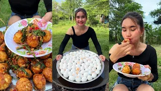 Cooking stir fried eggs and eat yummy recipe