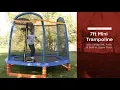 SKY3780 7ft Kids Outdoor Round Mini Trampoline w Enclosure Safety Net Pad Built-In Zipper