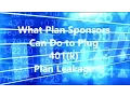 What Plan Sponsors Can Do to Plug 401k Leakage