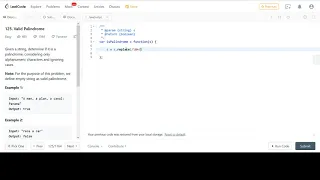 LeetCode 125 Valid Palindrome JavaScript Solution