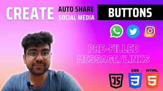 Create Auto-Share Social Media Buttons in JavaScript Pre-Filled Message HTML CSS