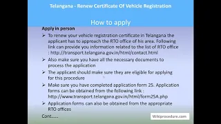 Telangana Renew Certificate Of Vehicle Registration 