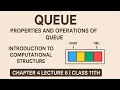 Queue - Properties And Operations of Queue Chapter 4 Lecture 6 class 11th computer 1st year