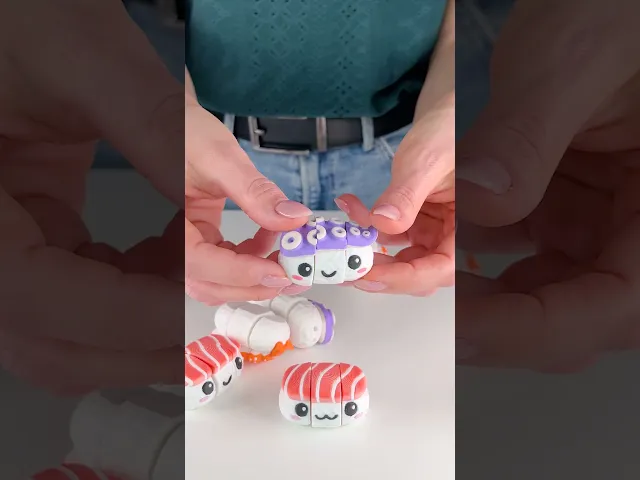 Cute Flexi Sushi Nigiri Octopus, Fun Keychain Toy, Sushi Collection video thumbnail