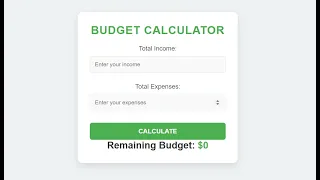 Budget Calculator with HTML CSS and JavaScript Beginner Project Tutorial