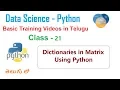 What are Dictionaries in Python in Telugu How to use the Dictionaries in Matrix VLR Class - 21