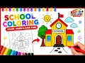 School Building Coloring How to Color School Building for Kids Learn Colors CoCo Colors