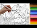 How I Colored This Epic Dinosaur Coloring Page Relaxing Time Coloring My Favorite Dinosaur Page