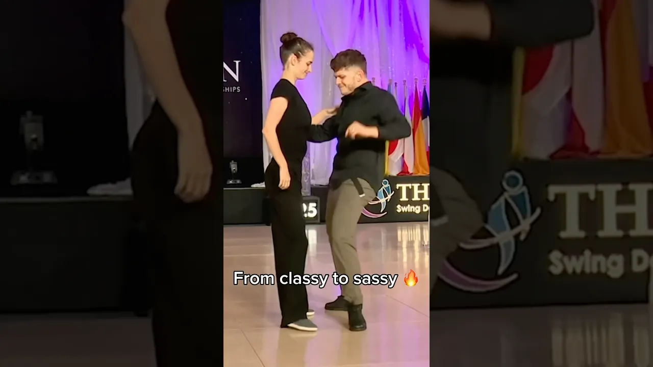 Had to play off the sassy vibe 💁🏼‍♂️🪩 Champions J&J #dance #westcoastswing #wcs #theopen #sassy