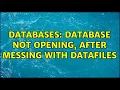 Databases Database not opening after messing with datafiles