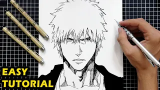 How to Draw Ichigo Kurosaki - Bleach Manga Easy Drawing Tutorial