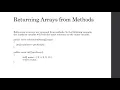Returning Arrays from Methods