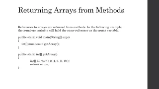 Returning Arrays from Methods