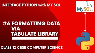 Formatting data via tabulate library Interface Python with MySQL Class 12 Computer Science