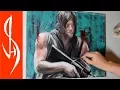 Painting Daryl from The Walking Dead - Acrylics on Canvas