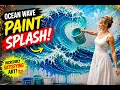 Satisfying Ocean Wave Paint Splash Amazing Wall Art Transformation