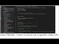 Learn Pandas - Insert a column at specific index in a Dataframe