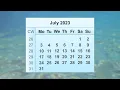 July 2023 Calendar