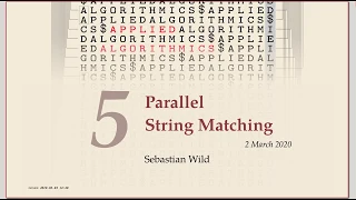 COMP526 Unit 5-1 2020-03-03 Parallel String Matching Simple Approaches Periodicity