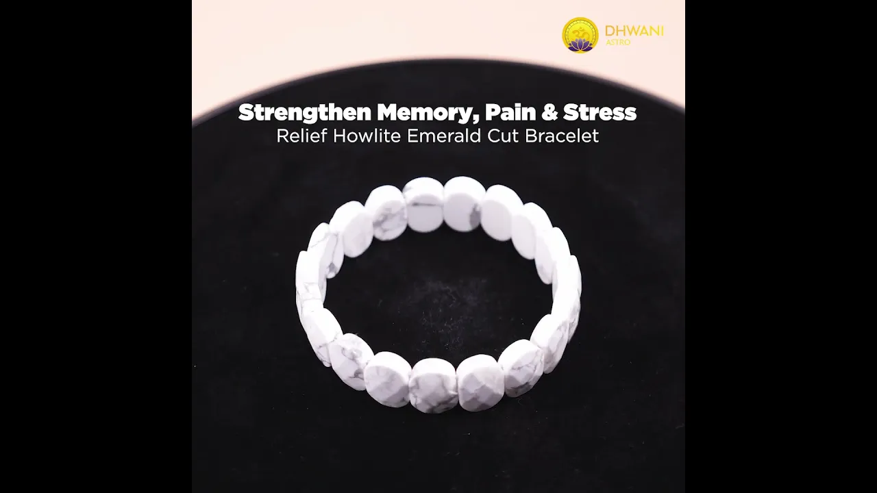 Strengthen Memory, Pain & Stress Relief: Howlite Emerald Cut Bracelet - Abhimantrit & Certified