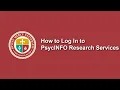 How to Log In to PsycINFO Research Services