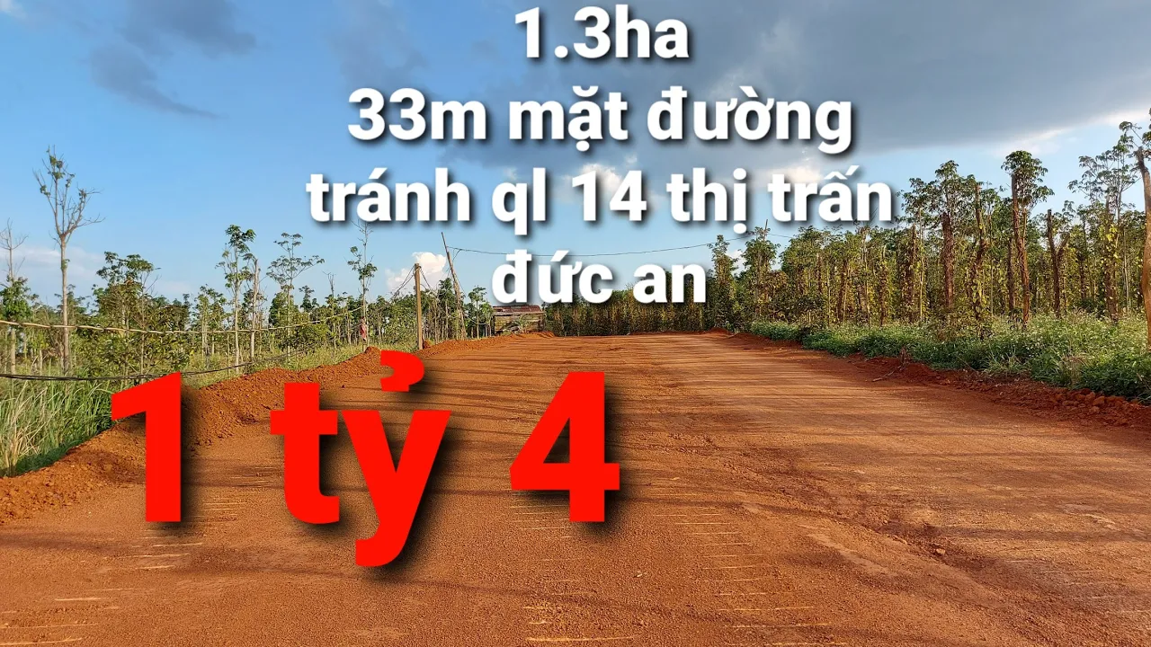 1.3ha mặt đường tránh ql 14. 33m mặt tiền. giá 1 tỷ 4.