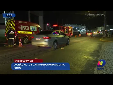 Acidente na zona sul: colisão entre moto e carro deixa motociclista ferido