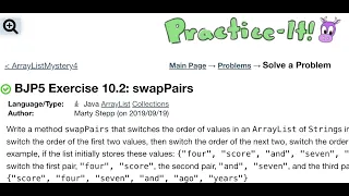 Java Practice It Exercise 10 2 swapPairs ArrayList collections array list
