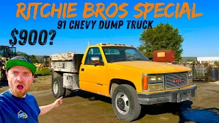 900 Ritchie bros auction SPECIAL - INOPERABLE 91 chevy dump truck