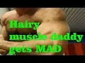HAIRY MUSCLE DADDY gets mad after a fight and flexes hairy muscles - TheStreetFlexer