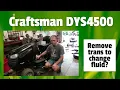 Craftsman DYS4500 Removing transmission to change hydro fluid and Briggs V-twin carb clean